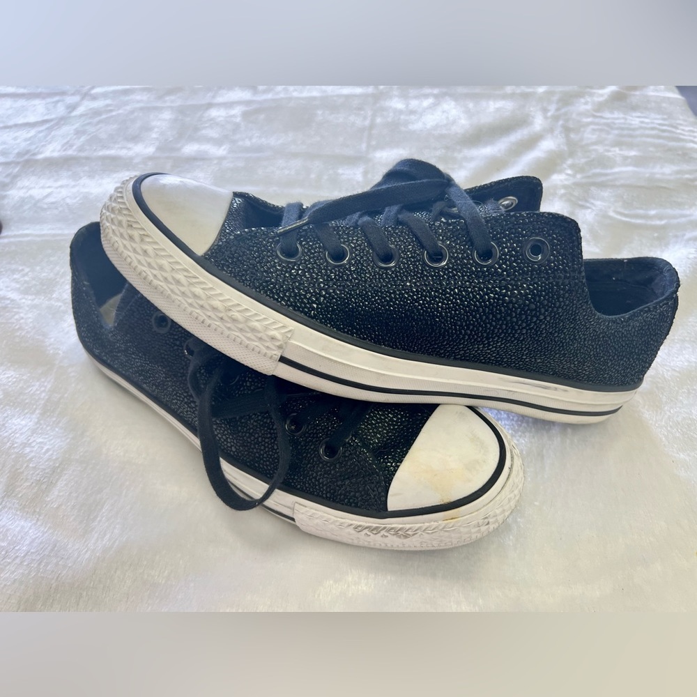 Converse All Star CTAS Black Embossed Low Top Sz 9 (but fits like 10)